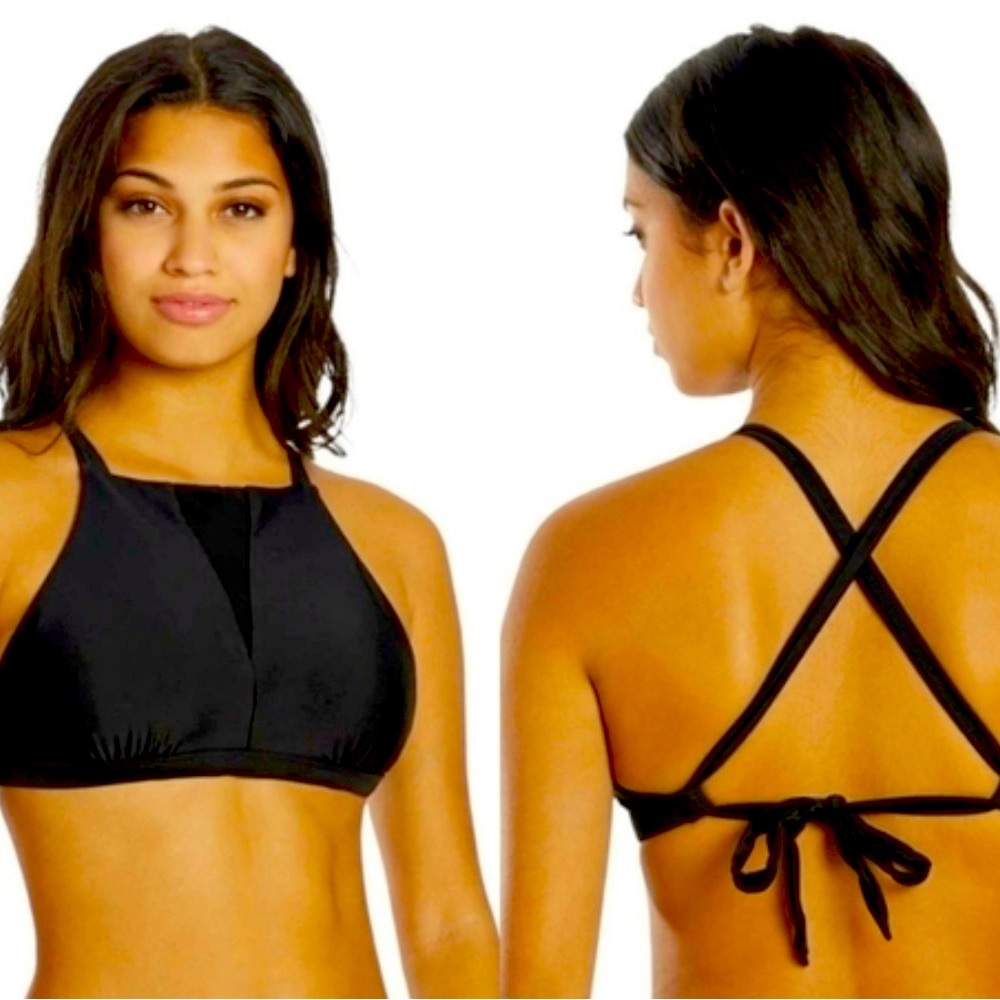 PRANA REGAN HALTER SWIM TOP  Women's Size Small BLACK